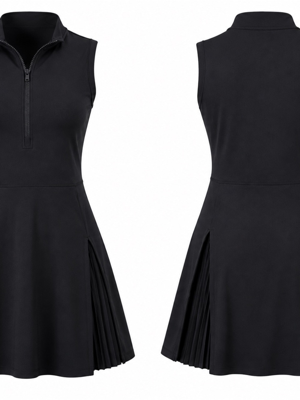 Old Navy PowerSoft Half Zip Athletic Dress Medium Black Pleated Tennis Golf